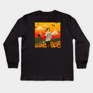 Flower boy 8 bit Kids Long Sleeve T-Shirt